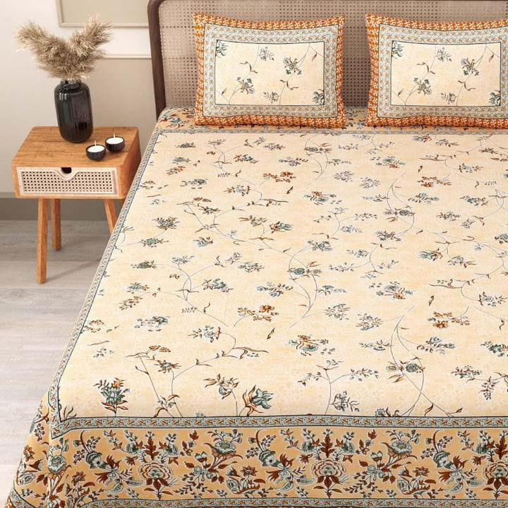 Buy Saanvi Printed Bedsheet - Orange at Vaaree online | Beautiful Bedsheets to choose from