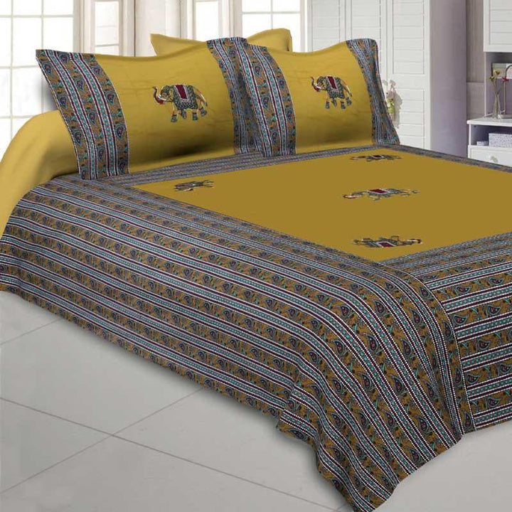 Buy Traditionally Tuskan Bedsheet - Yellow at Vaaree online | Beautiful Bedsheets to choose from