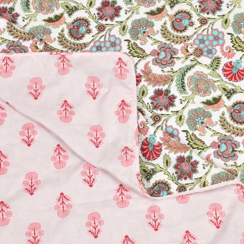 Buy Tvisha Floral Printed Dohar - Green & Pink at Vaaree online | Beautiful Dohars to choose from