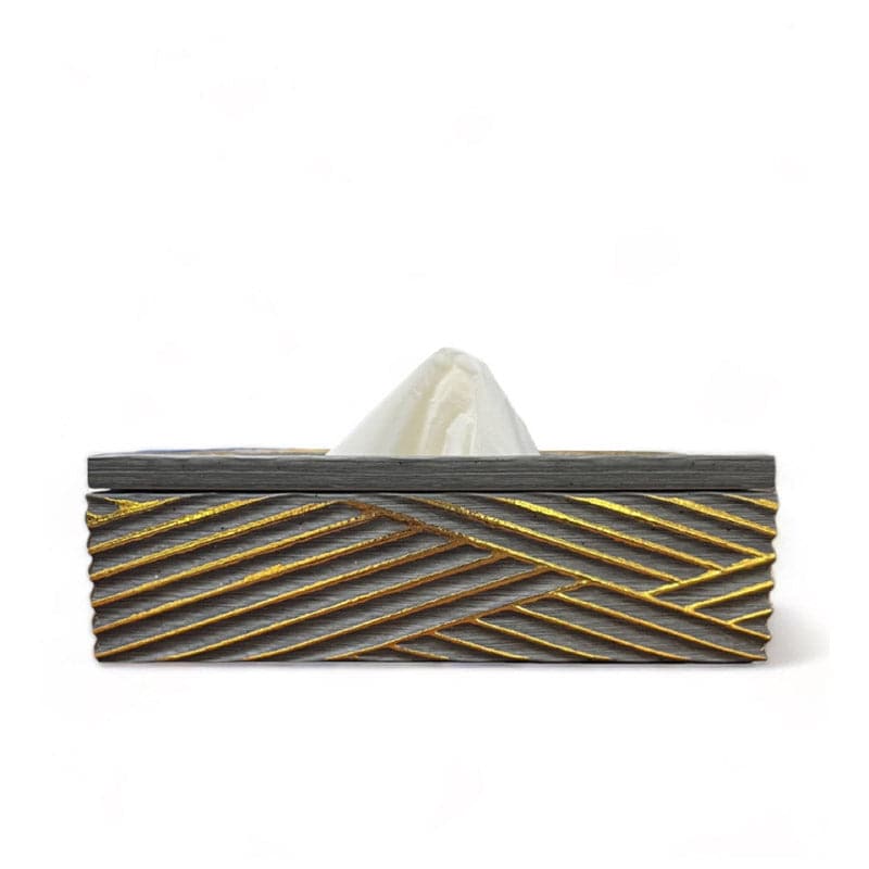 Buy Stripe Stride Square Tissue Box - Grey Tissue Holder from Vaaree