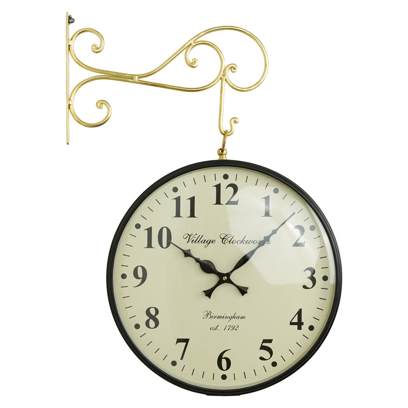 Buy Numaera Double Sided Vintage Station Clock - Green Gold Wall Clock from Vaaree