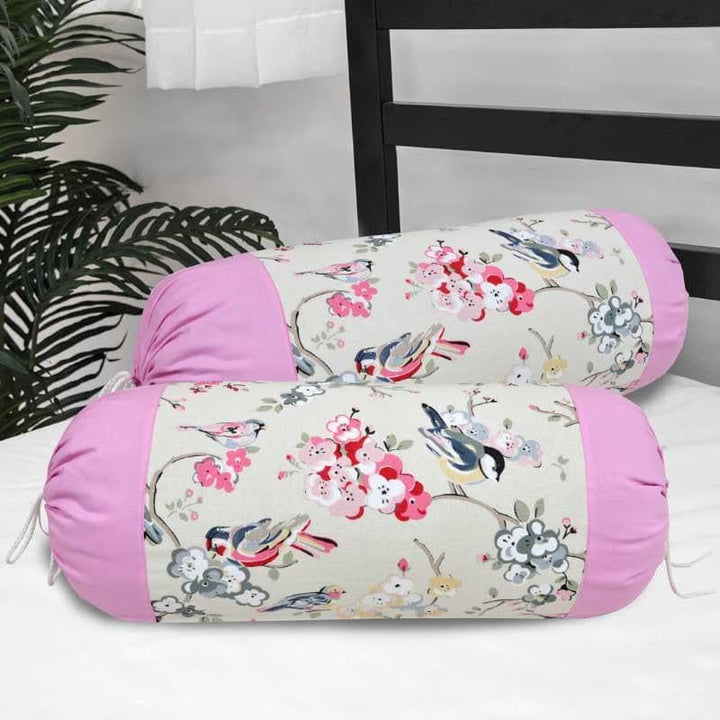 Buy Qudrat Bolster Cover (Pink) - Set Of Two at Vaaree online | Beautiful Bolster Covers to choose from