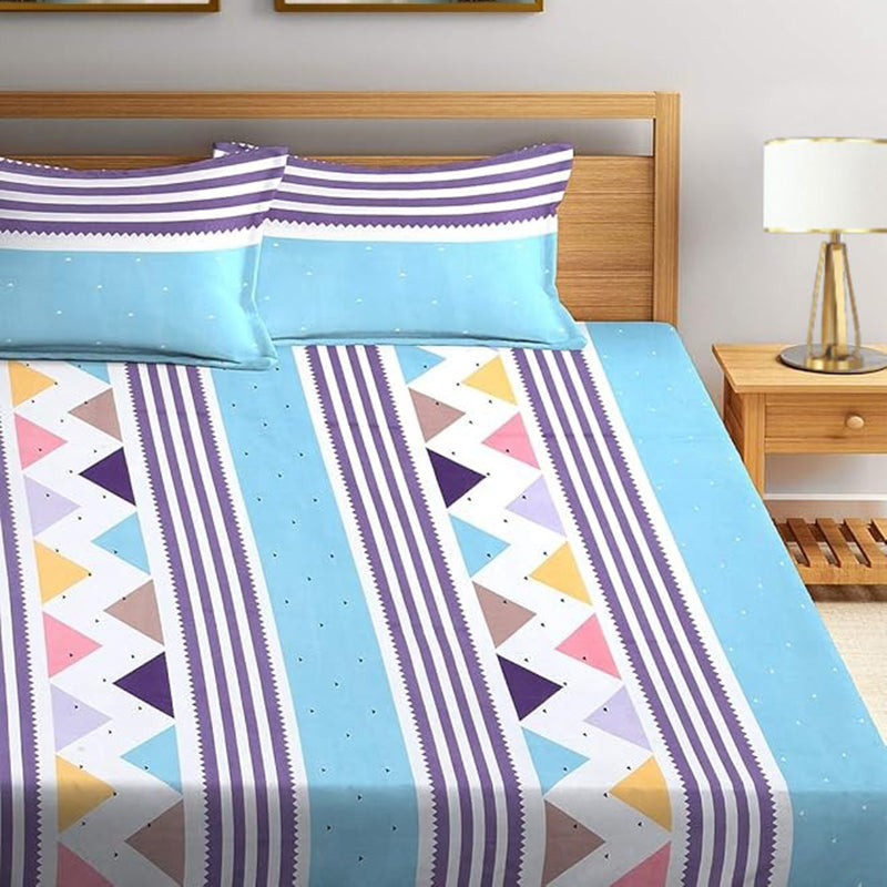 Buy Faye Geometric Bedsheet - Sky Blue Bedsheets from Vaaree