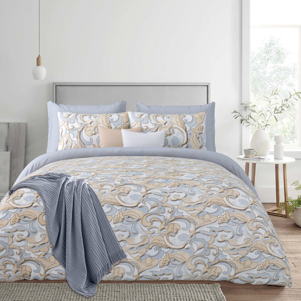 Bedsheets - Lasya Floral Bedsheet - Yellow & Grey