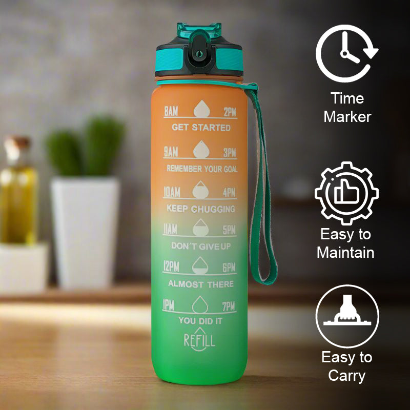 Buy Motivational Water Bottle With Time Marker (1000 ML) - Set Of Two Bottle from Vaaree