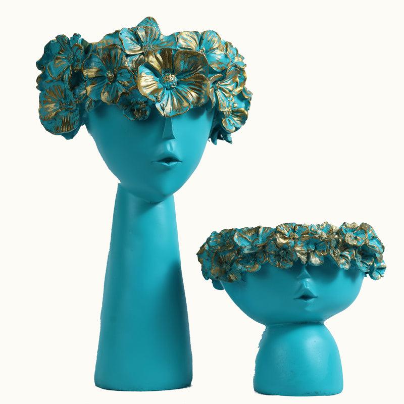 Buy Flora Sculpt Showpiece (Blue) - Set Of Two Showpieces from Vaaree