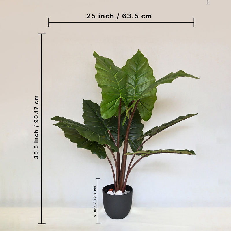 Buy Faux Everlasting Taro Plant With Pot - 3.0 Feet Artificial Plants from Vaaree