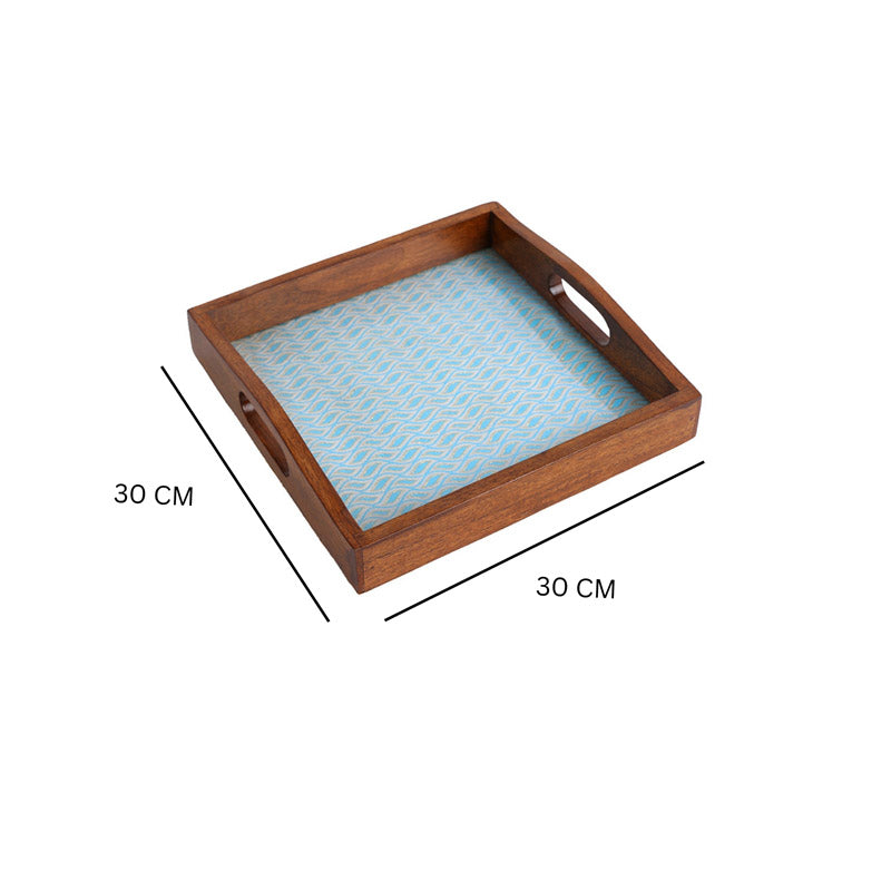 Buy Alma Ethnic Square Serving Tray - Blue Serving Tray from Vaaree