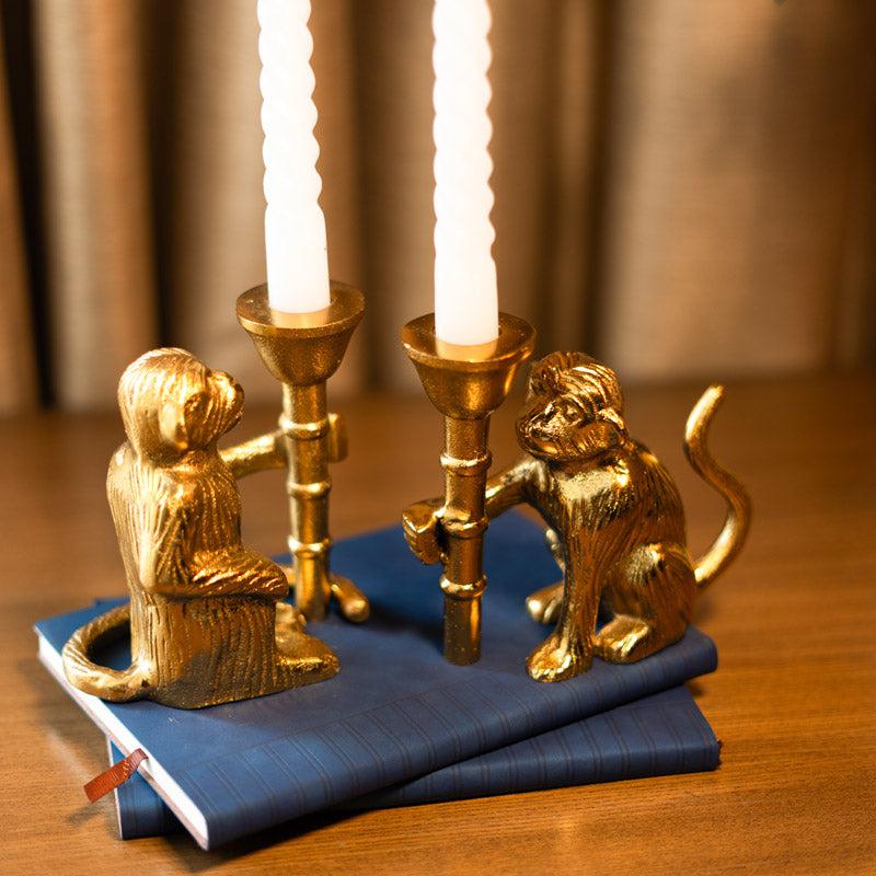 Buy Monkey Guard Candle Holder - Set Of Two Candle Holders from Vaaree