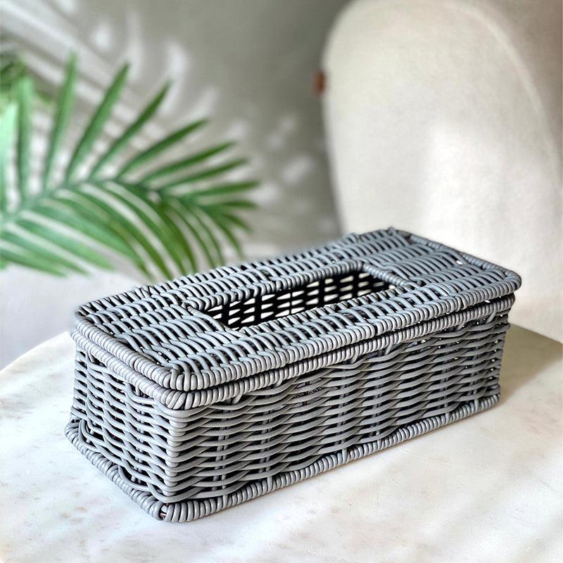 Buy Anura Rattan Tissue Box - Grey Tissue Holder from Vaaree