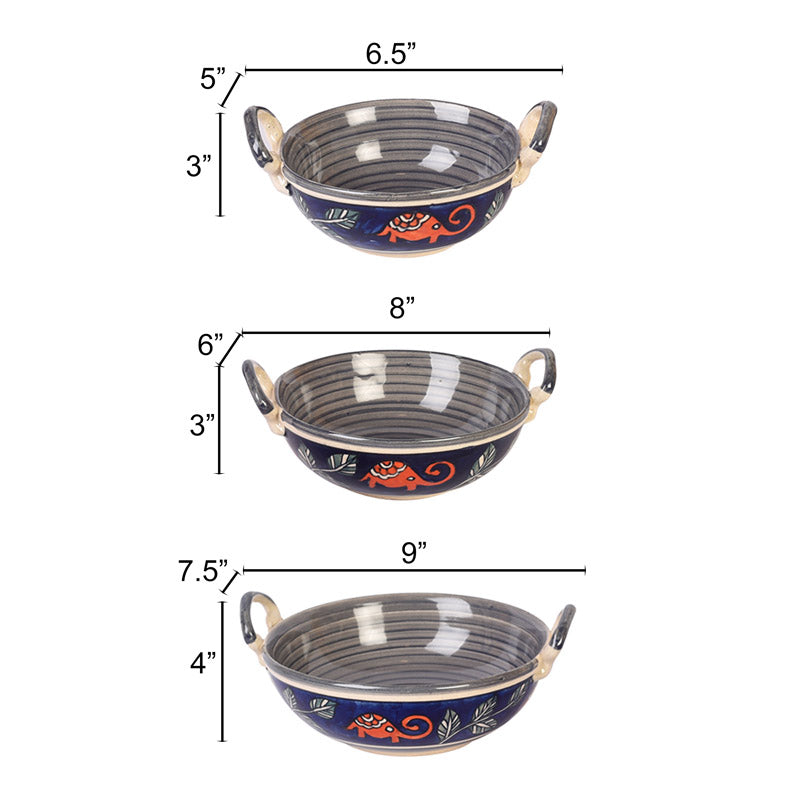 Buy Tusker Grace Ceramic Serving Bowl - Set of Three Bowl from Vaaree