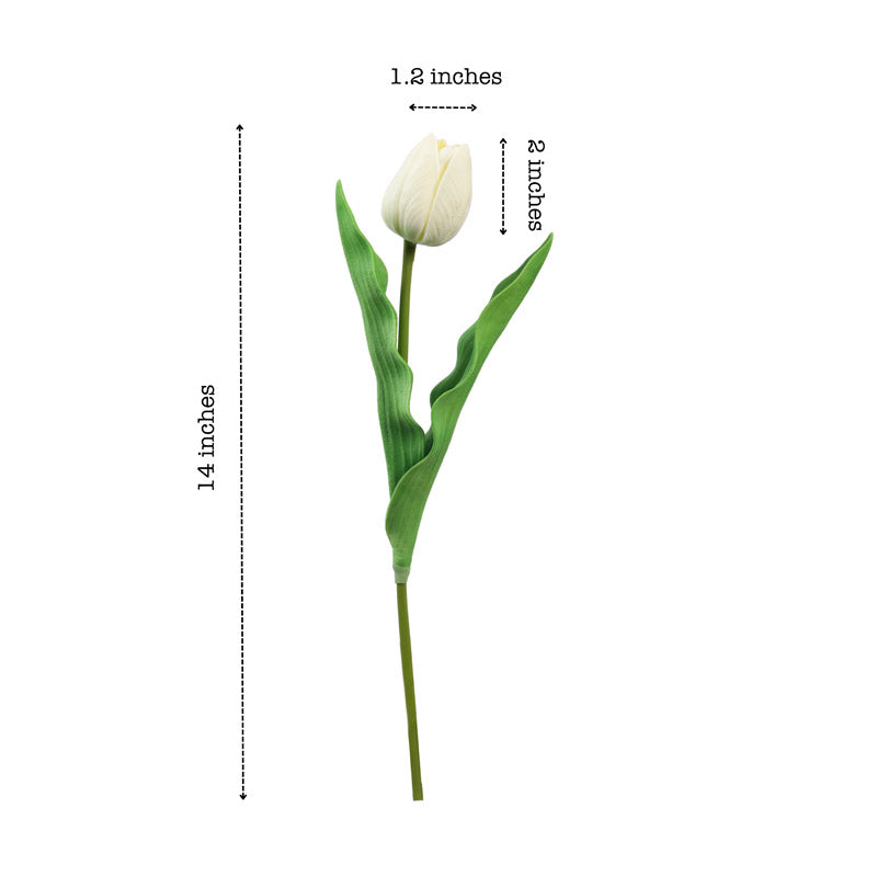 Buy Faux Realistic Tulip Flower Sticks (White) - Set Of Five Artificial Flowers from Vaaree