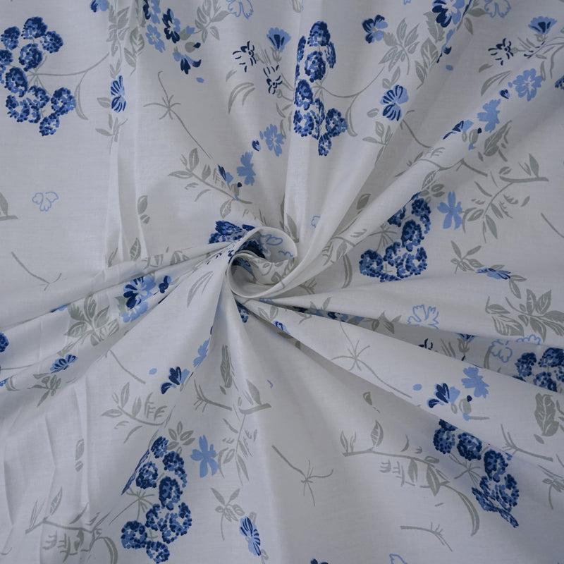 Buy Nivara Floral Bedsheet - White & Blue Bedsheets from Vaaree