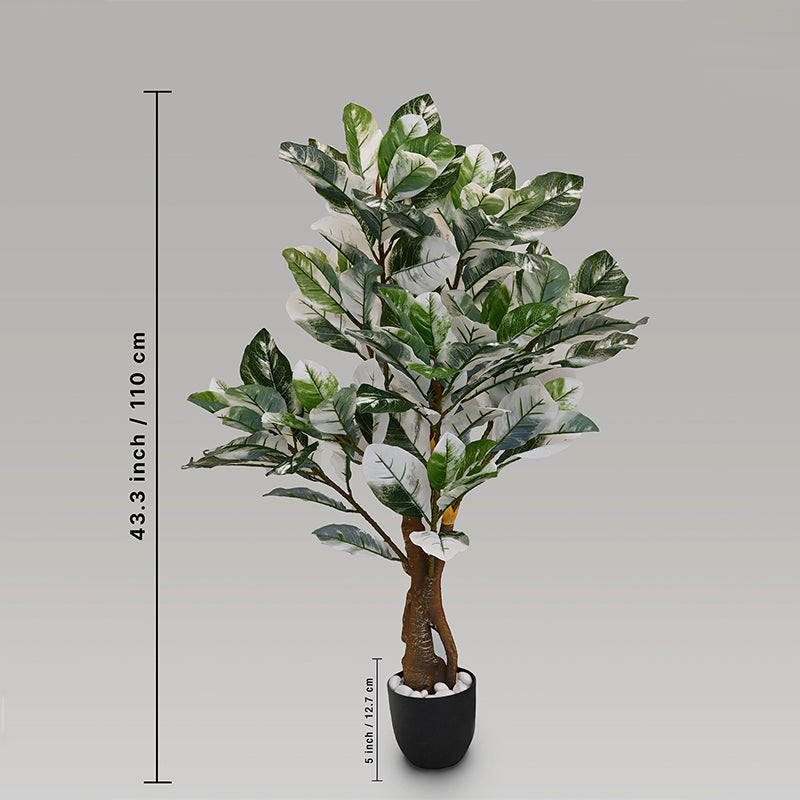 Buy Faux Everlasting White Croton Tree With Pot - 3.7 Feet Artificial Plants from Vaaree