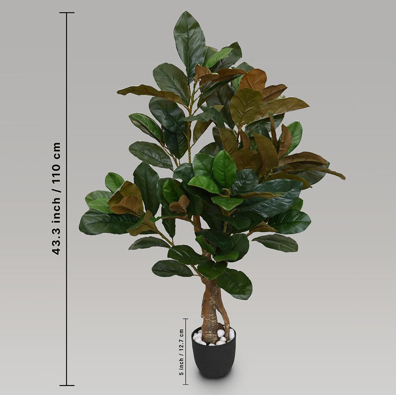 Buy Faux Everlasting Rubber Tree With Pot - 3.7 Feet Artificial Plants from Vaaree