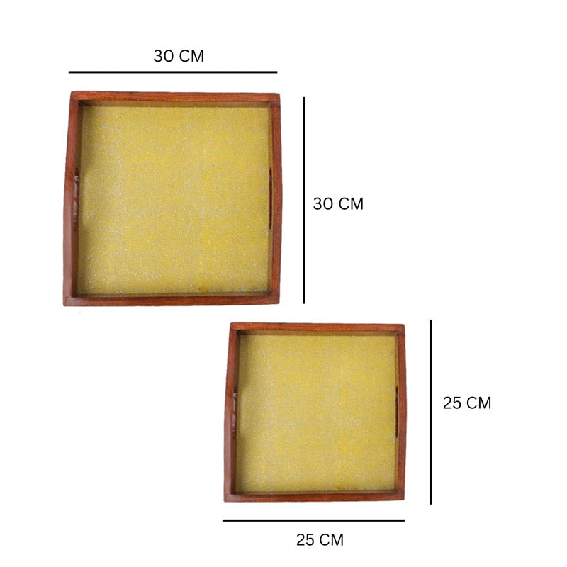 Buy Alma Ethnic Square Serving Tray (Yellow) - Set Of Two Serving Tray from Vaaree