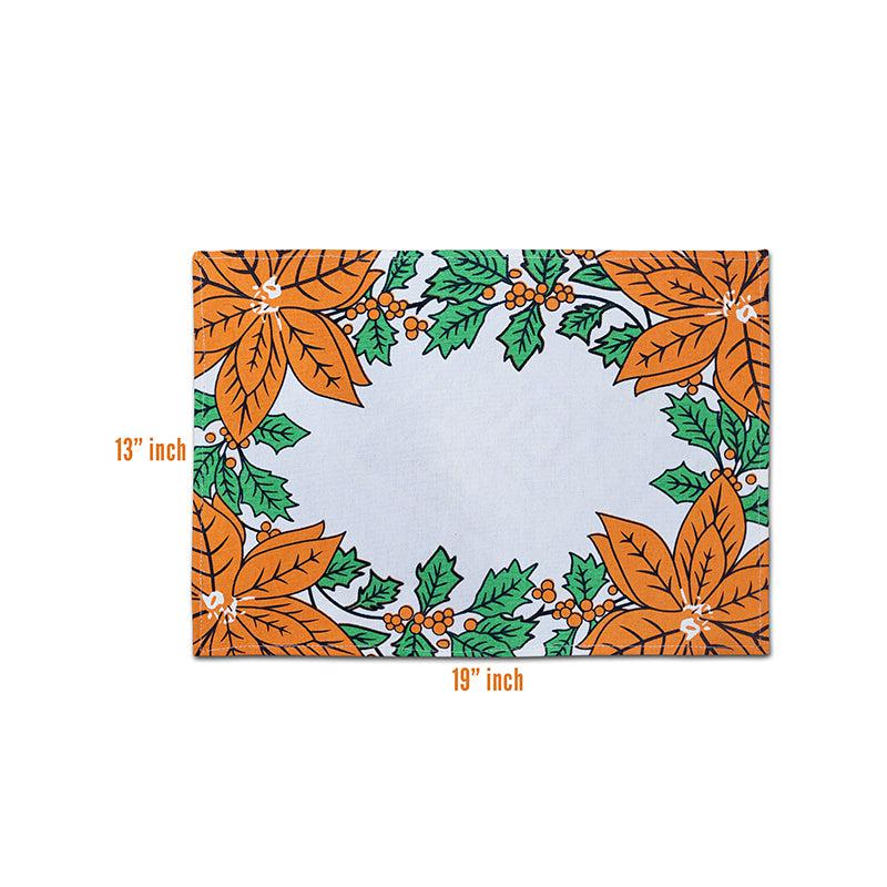 Buy Acora Floral Placemat (Orange) - Set of Four Table Mats from Vaaree