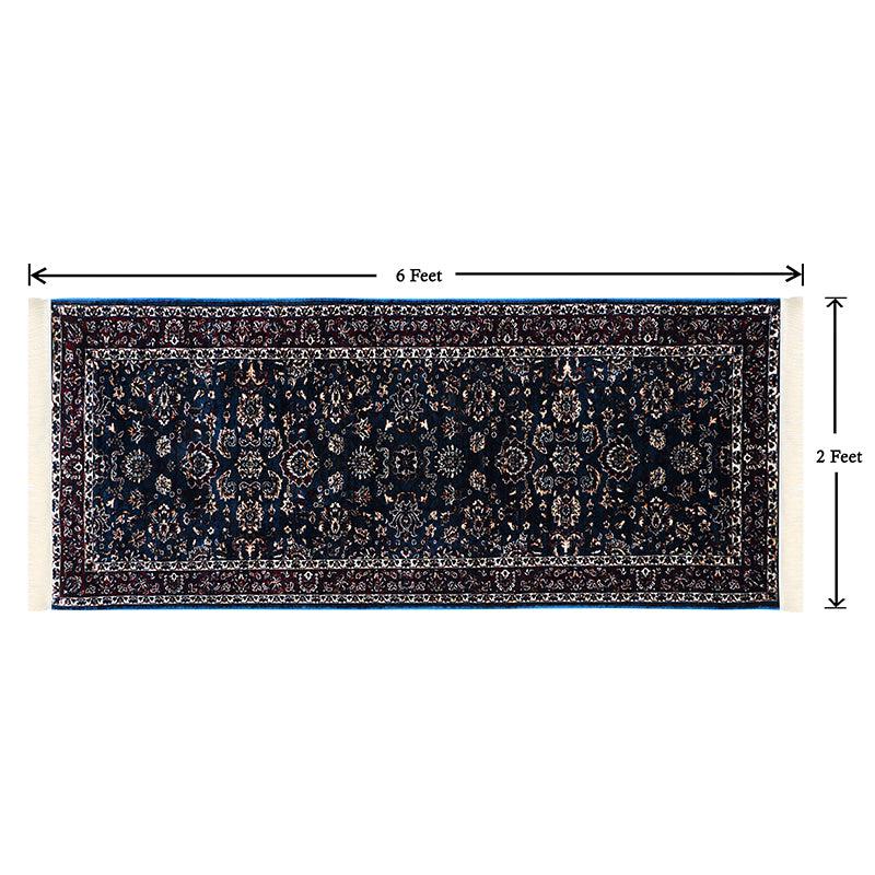 Buy Aavni Flora Runner Rug - Dark Blue Runner Rug from Vaaree