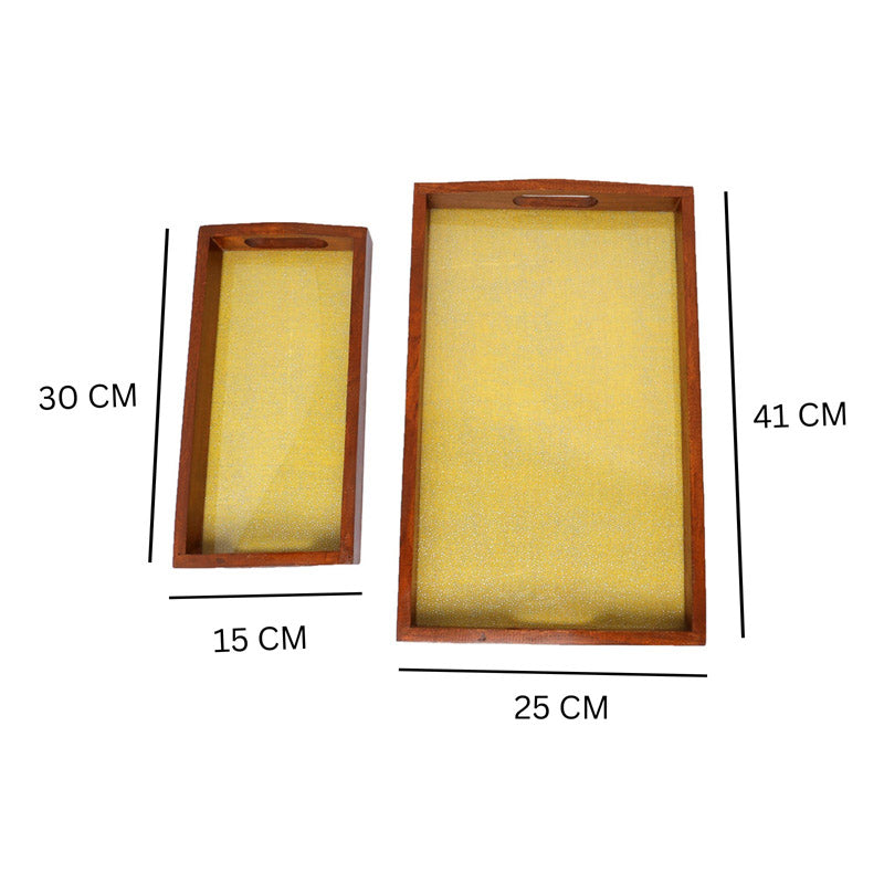 Buy Alma Ethnic Serving Tray (Yellow) - Set Of Two Serving Tray from Vaaree