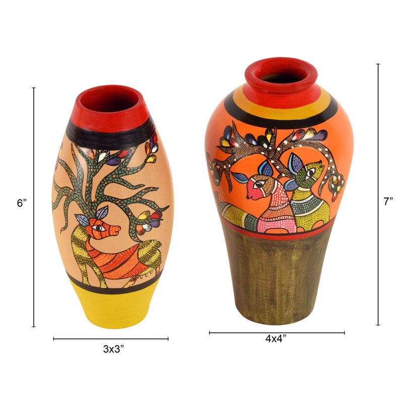 Buy Indujanak Terracotta Vase - Two Piece Set Vase from Vaaree