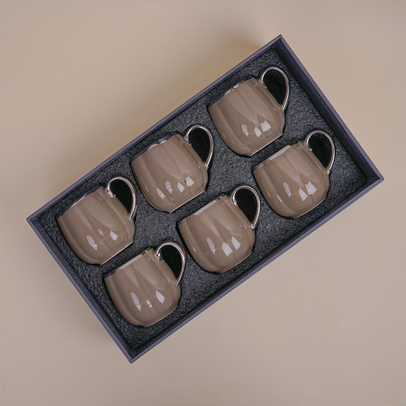 Buy Magina Brown Ceramic Cup (180 ML) - Set Of Six Mug from Vaaree