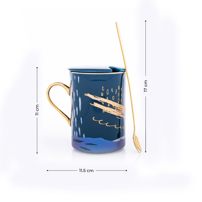 Buy Alessi Abstract Blue Mug (250 ML) - Three Piece Set Mug & Tea Cup from Vaaree