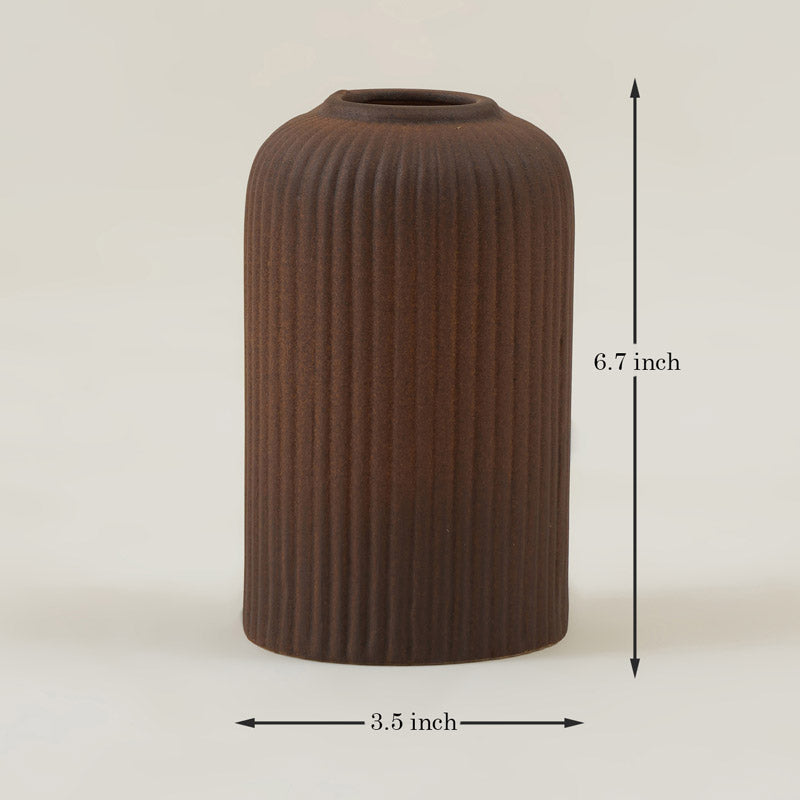 Buy Abdiya Ceramic Vase - Brown Vase from Vaaree