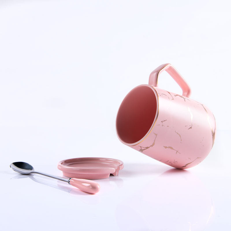 Buy Goldira Glam Pink Mug And Tray (400 ML) - Five Piece Set Tea Set & Tea Pots from Vaaree