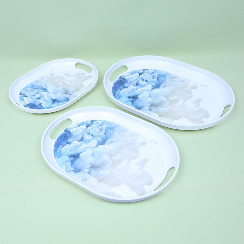 Buy Hydrangea Halo Serving Tray (Blue) - Set Of Three Serving Tray from Vaaree