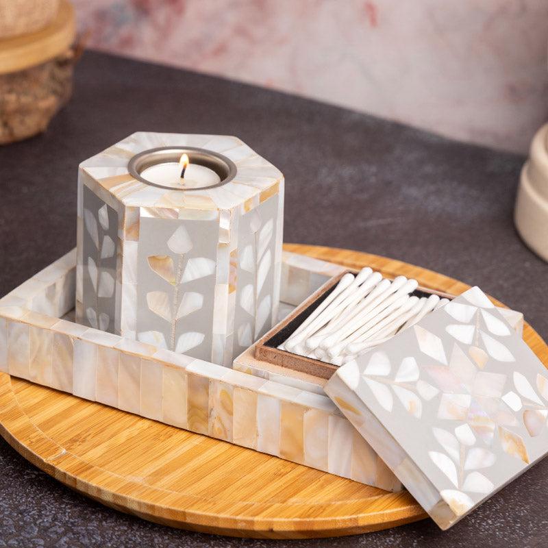 Buy Vidya Mother Of Pearl Candle Holder With Tray Candle Holders from Vaaree