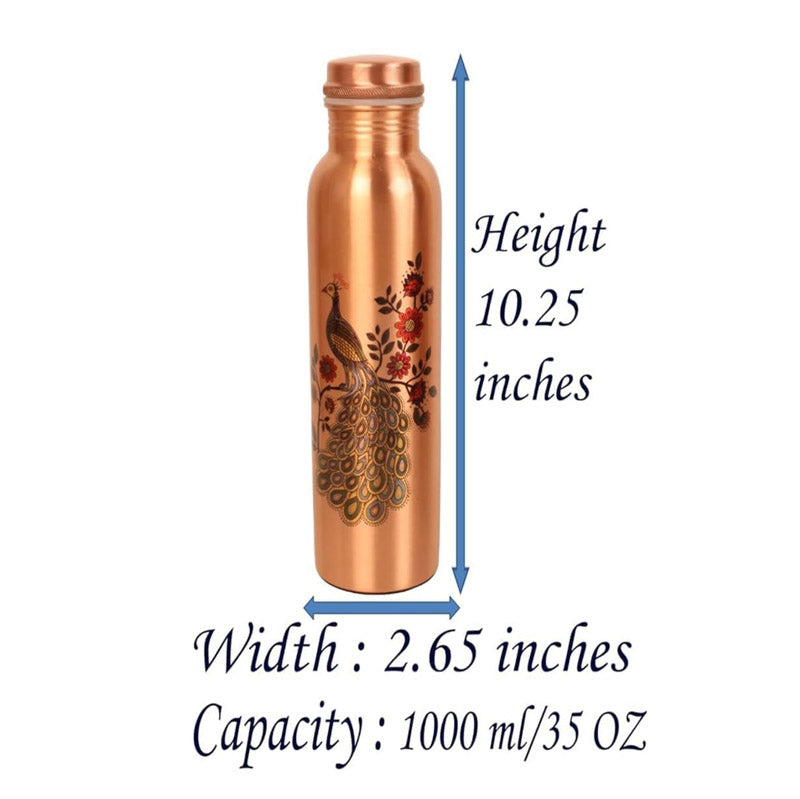 Buy Ashya Mayoora Copper Water Bottle With Glass Bottle from Vaaree