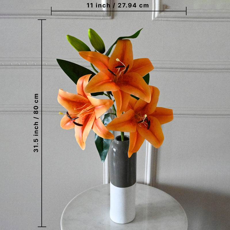 Buy Faux Everlasting Lily Flower Stick - Orange Artificial Flowers from Vaaree