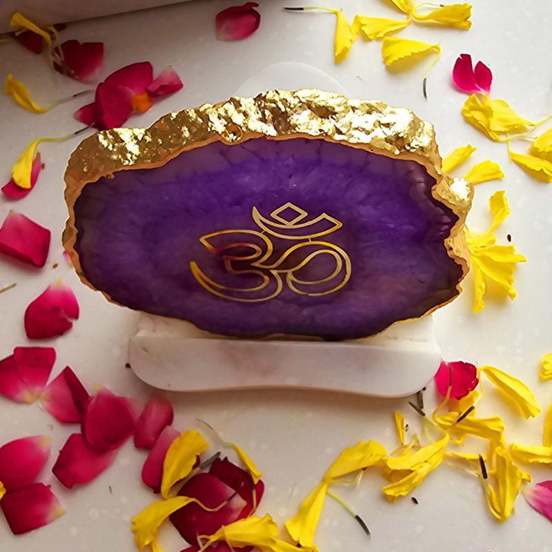 Buy Sacred Om Tealight Candle Holder - Purple Gift Box from Vaaree