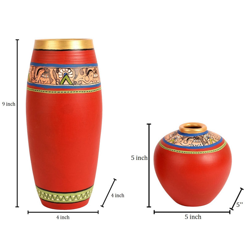 Buy Bhavya Terracotta Vase - Set of Two Vase from Vaaree