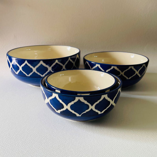 Buy Wilara Flat Bowl (Blue) - Set Of Four Serving Bowl from Vaaree