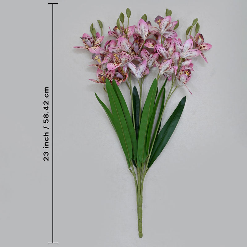 Buy Faux Everlasting Cymbidium Everlasting Orchid Flower Stick - Pink Artificial Flowers from Vaaree