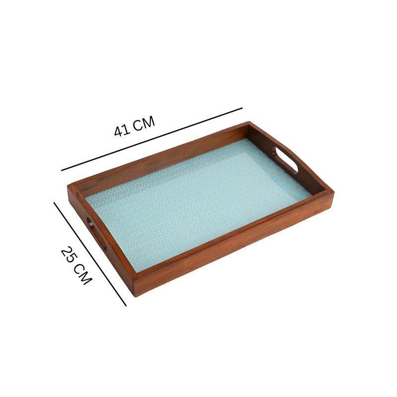 Buy Alma Ethnic Serving Tray - Blue Serving Tray from Vaaree