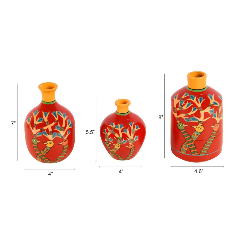 Buy Indukant Terracotta Vase - Three Piece Set Vase from Vaaree