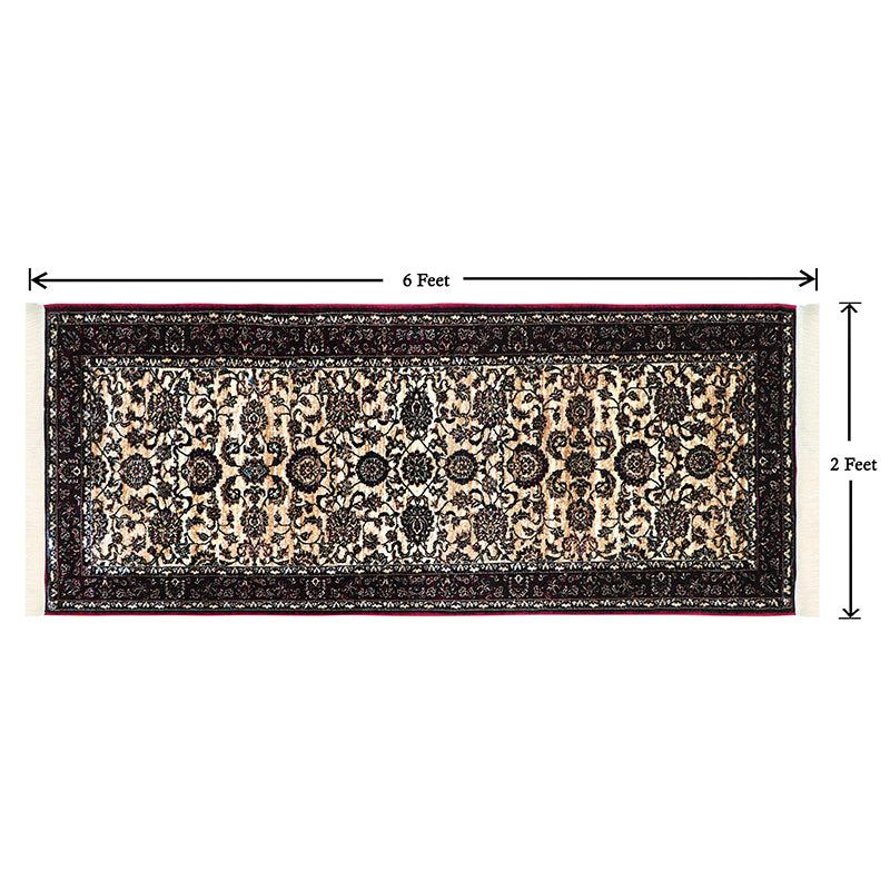 Buy Aavni Flora Runner Rug - Brown & Beige Runner Rug from Vaaree