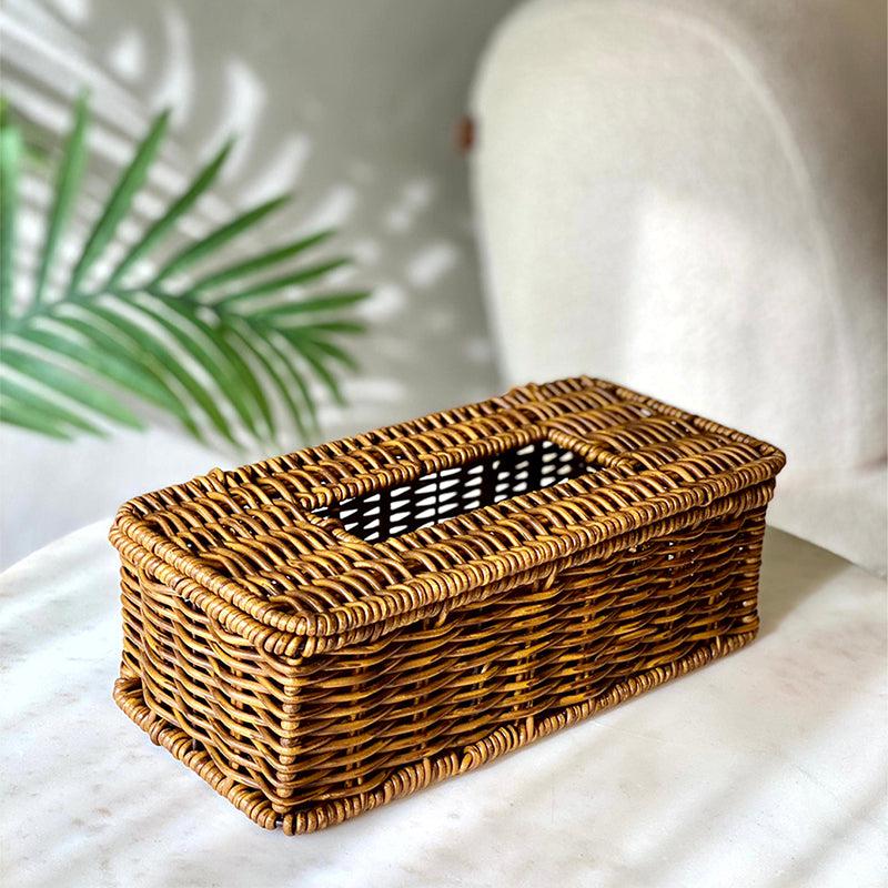 Buy Anura Rattan Tissue Box - Brown Tissue Holder from Vaaree