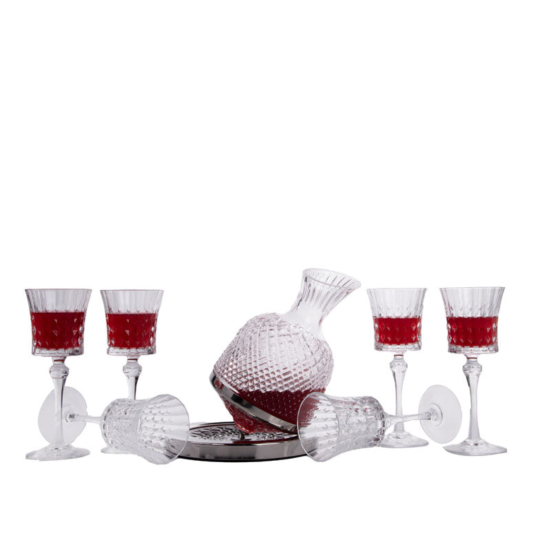 Buy Sublimo Decanter & Glass (900 ML/250 ML) - Seven Piece Set Barware Set from Vaaree