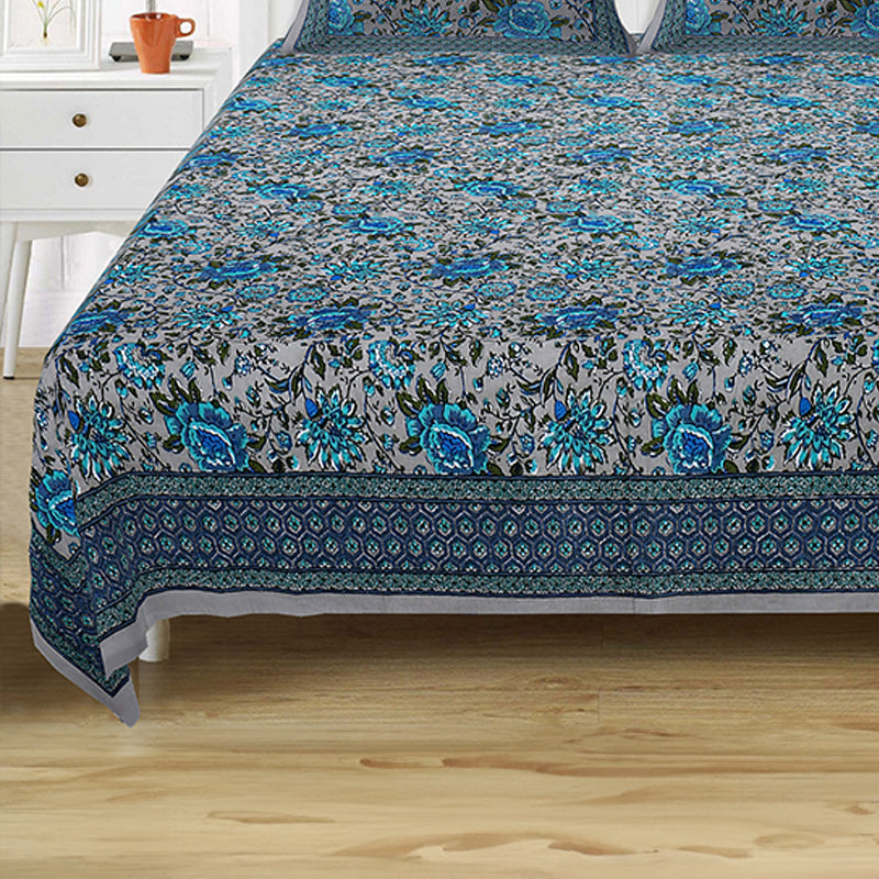 Buy Alderidge Floral Printed Bedsheet - Blue Bedsheets from Vaaree