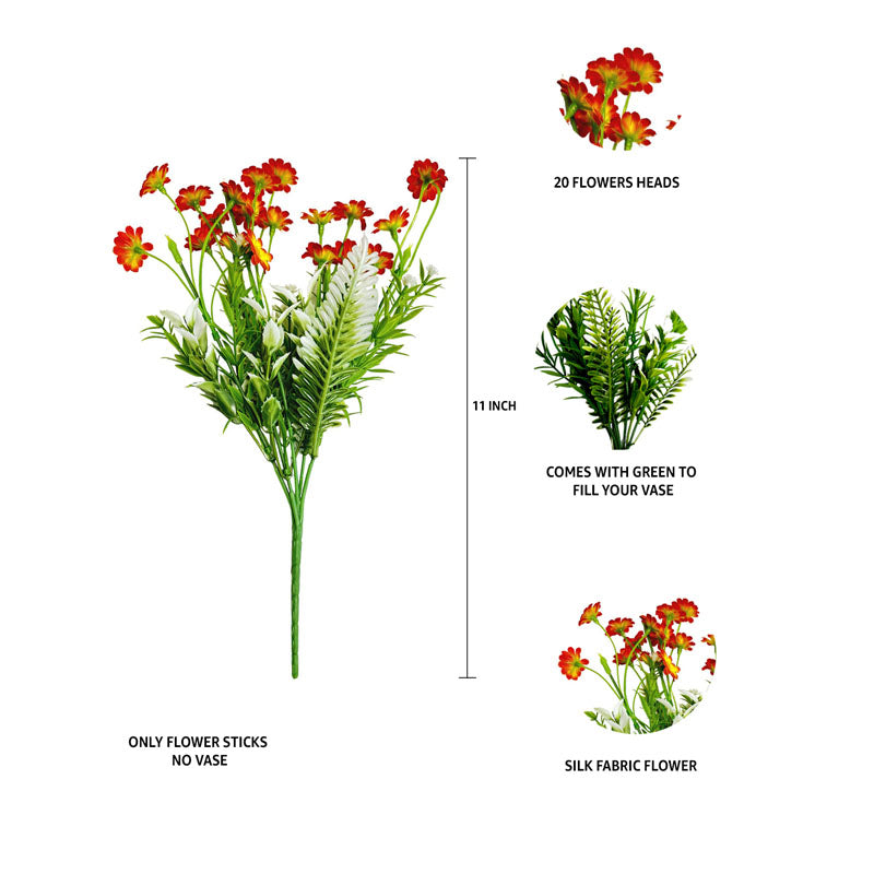 Buy Bit-Daisy Floral Stick - Orange Artificial Flowers from Vaaree