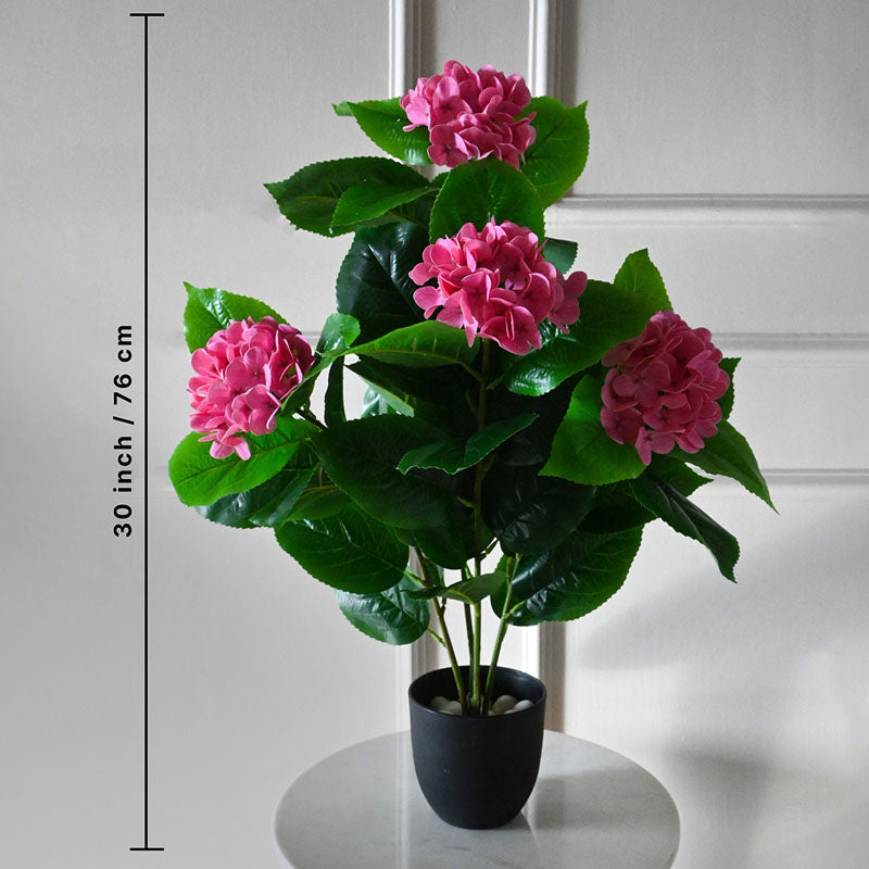 Buy Faux Everlasting Hydrangea Plant With Pot (Dark Pink) - 2.5 Feet Artificial Plants from Vaaree