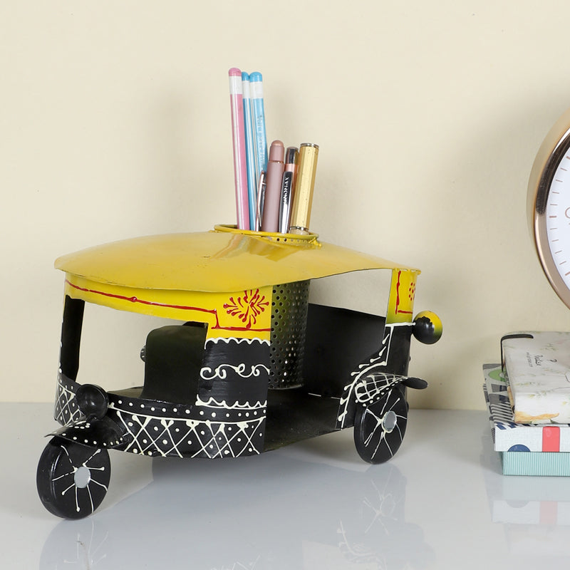 Buy Desi Auto Stationary Stand - Black & Yellow Pen Stand from Vaaree