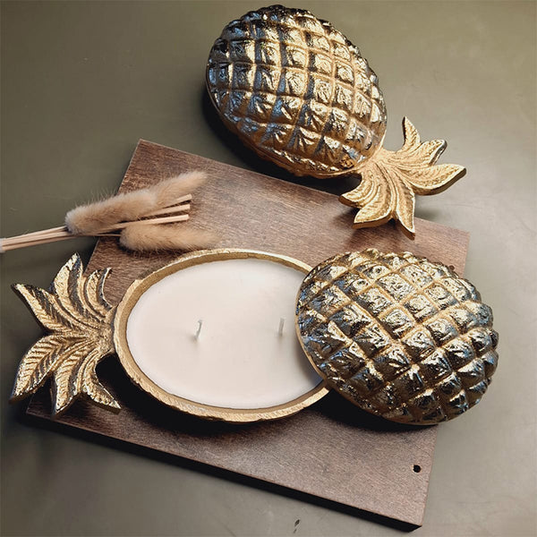 Buy Luxe Pineapple Oudh Scented Candle - Gold Candles from Vaaree