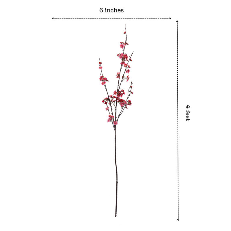 Buy Faux Realistic Cherry Blossom Stick - Dark Pink Artificial Flowers from Vaaree