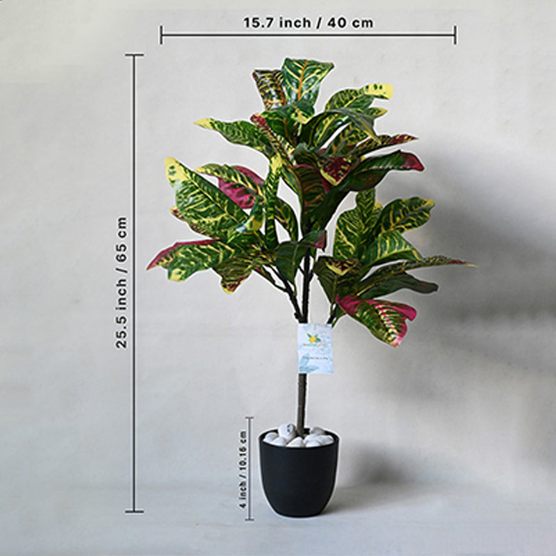 Buy Faux Everlasting Garden Croton Plant With Pot - 2.5 Feet Artificial Plants from Vaaree