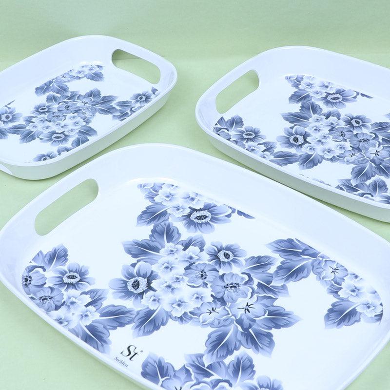 Buy Geralada Floral Serving Tray - Set Of Three Serving Tray from Vaaree