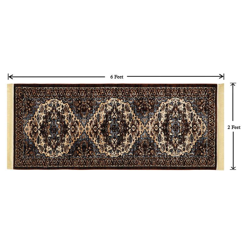 Buy Nikha Ethnic Runner Rug - Blue & Beige Runner Rug from Vaaree